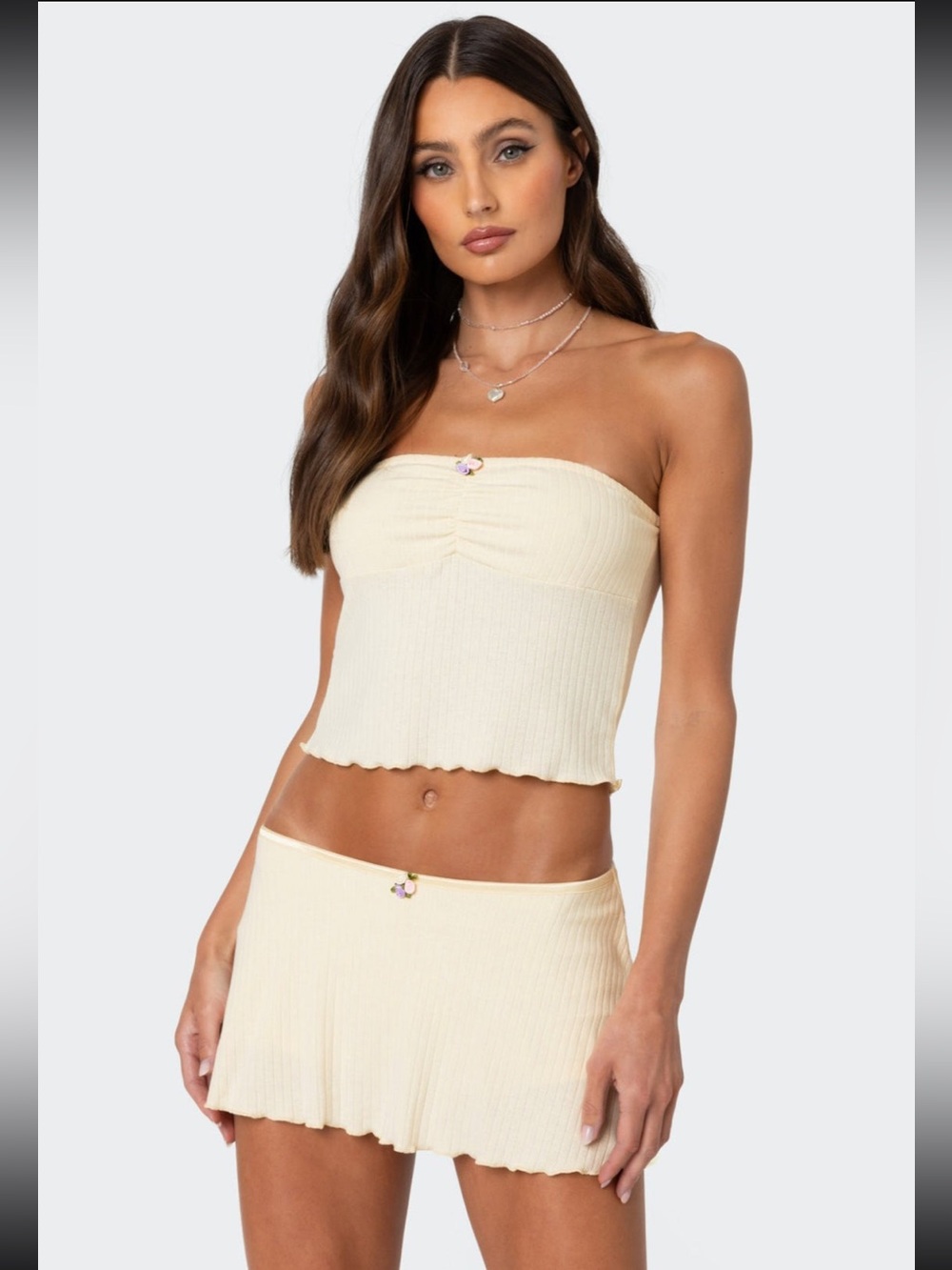 brand new edikted yellow tube top xs